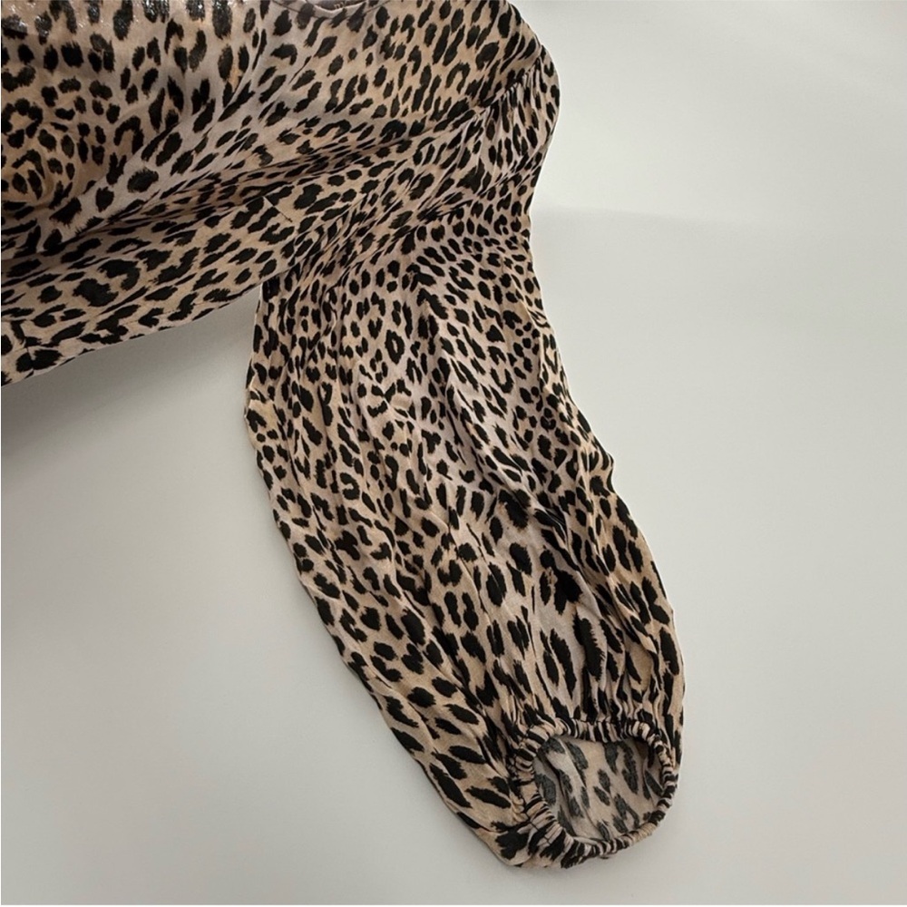 Maje Clair Leopard Print Ruffle Mini Dress Long Sleeve Animal Print Crepe XS NWT - Picture 7 of 14
